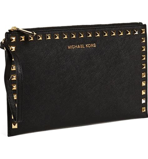 michael kors large selma studded clutch|michael kors clasp closure handbags.